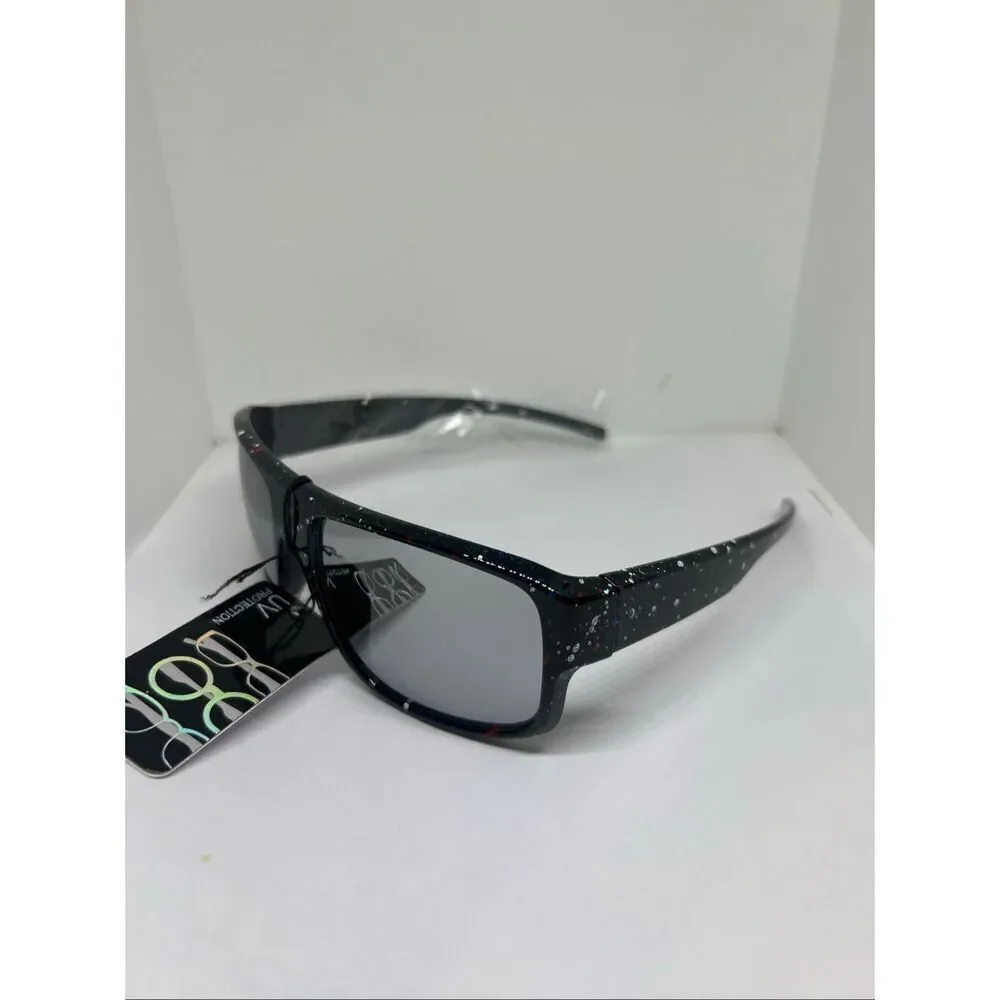 Men’s Black Speckled Patriotic Sunglasses Mirrored Lens UV Protection